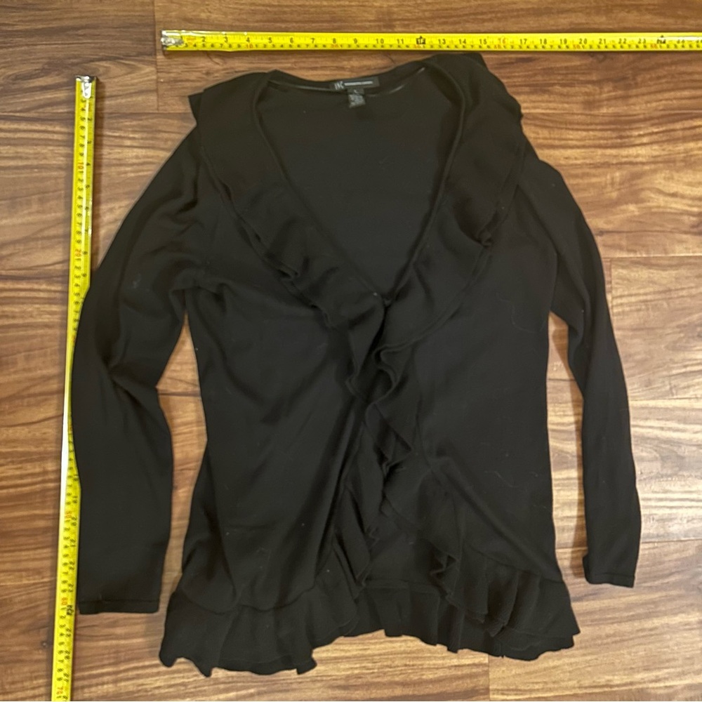 INC International Concepts Black Ruffled  Sweater